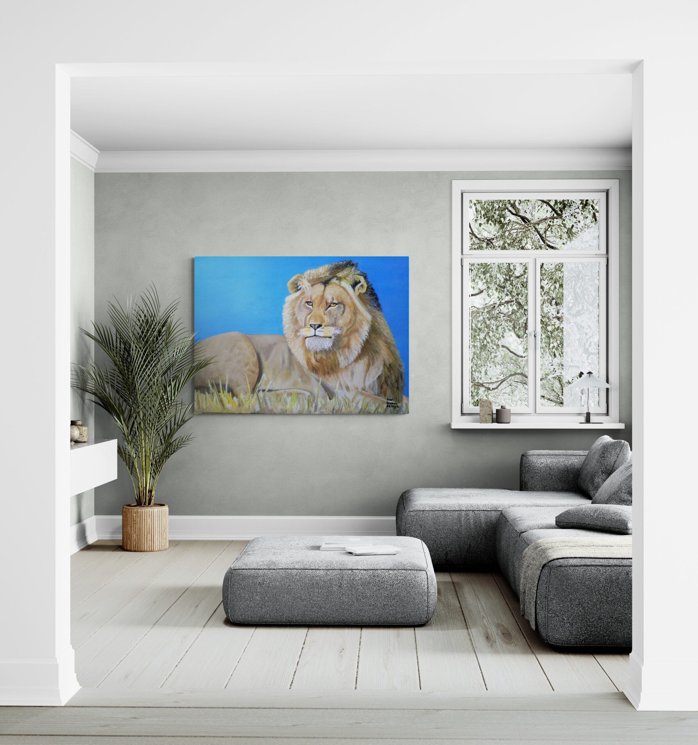 אריה שמים כחולים (שמן) – תמונה 4