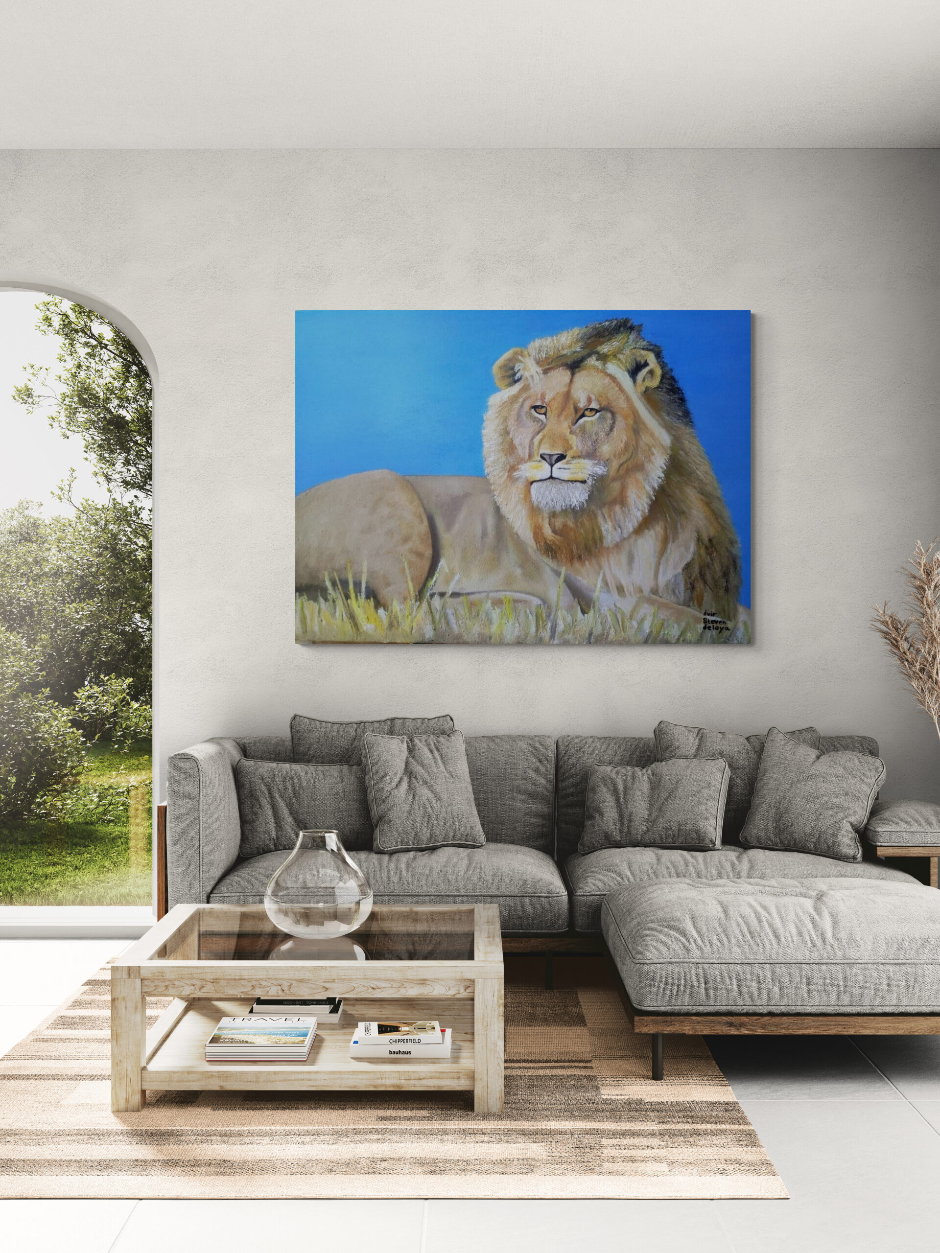 אריה שמים כחולים (שמן) – תמונה 3