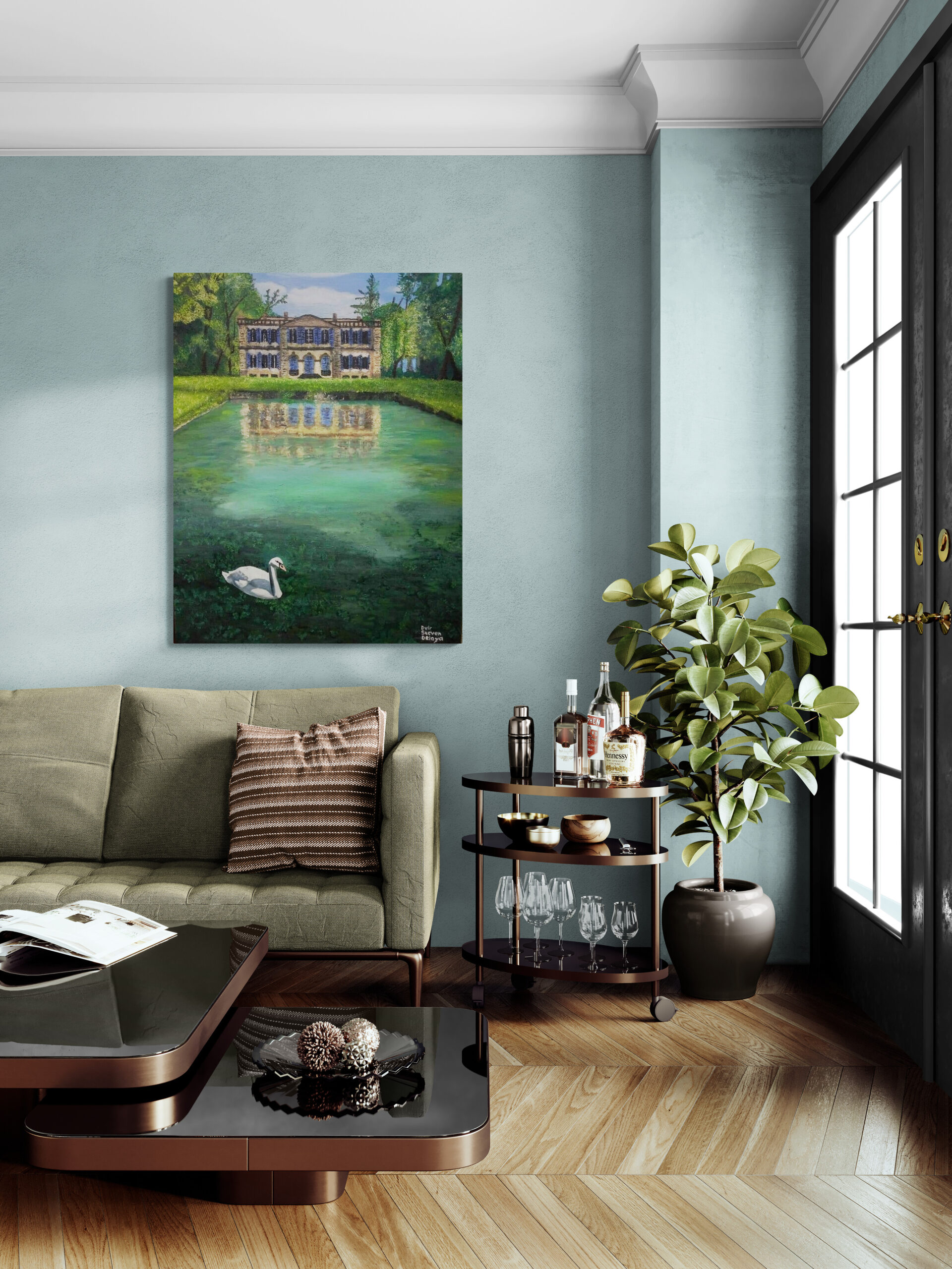 בית באגם עם ברבור (הדפס) – תמונה 7